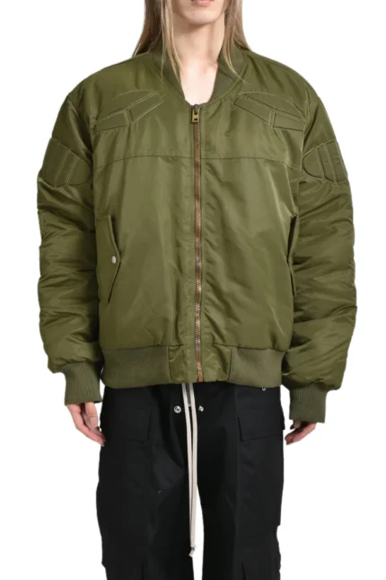 Satoshi Nakamoto Satin Ma1 Moto Jacket Grn